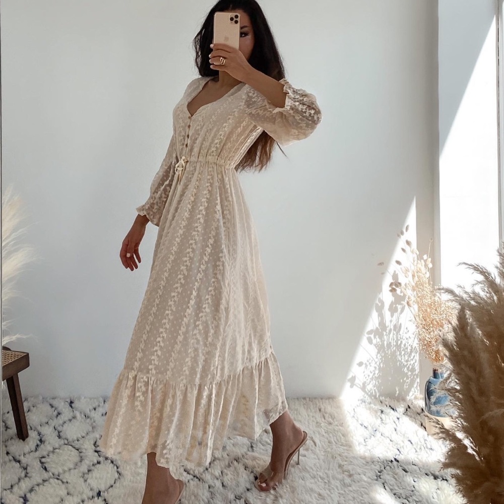 Zara NWT Dotted Floral Mesh Dress Bloggers Favorite Small